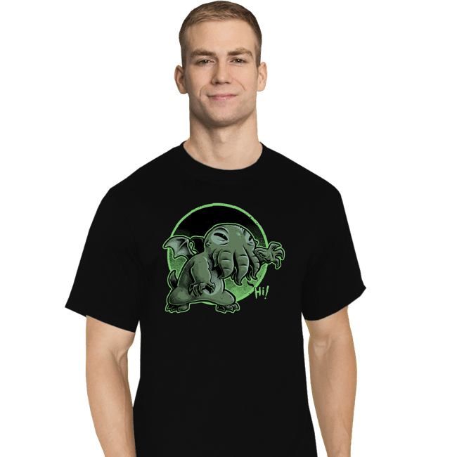 Daily_Deal_Shirts T-Shirts, Tall / Large / Black Cthulhu Says Hi