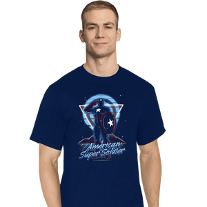Shirts T-Shirts, Tall / Large / Navy Retro American Super Soldier