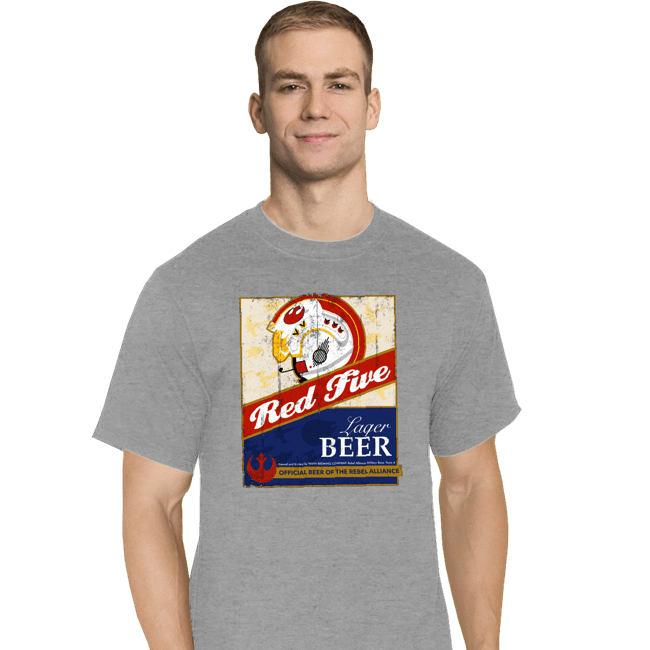 Daily_Deal_Shirts T-Shirts, Tall / Large / Sports Grey Red Five Beer