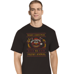 Daily_Deal_Shirts T-Shirts, Tall / Large / Black Merry Christmas Filthy Animal