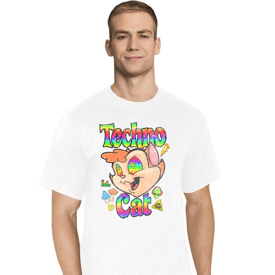 Shirts T-Shirts, Tall / Large / White Faux Paw the Techno Cat