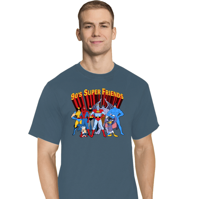 Secret_Shirts T-Shirts, Tall / Large / Indigo Blue 90's Super Friends