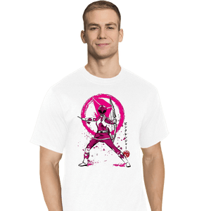 Shirts T-Shirts, Tall / Large / White Pink Ranger Sumi-e
