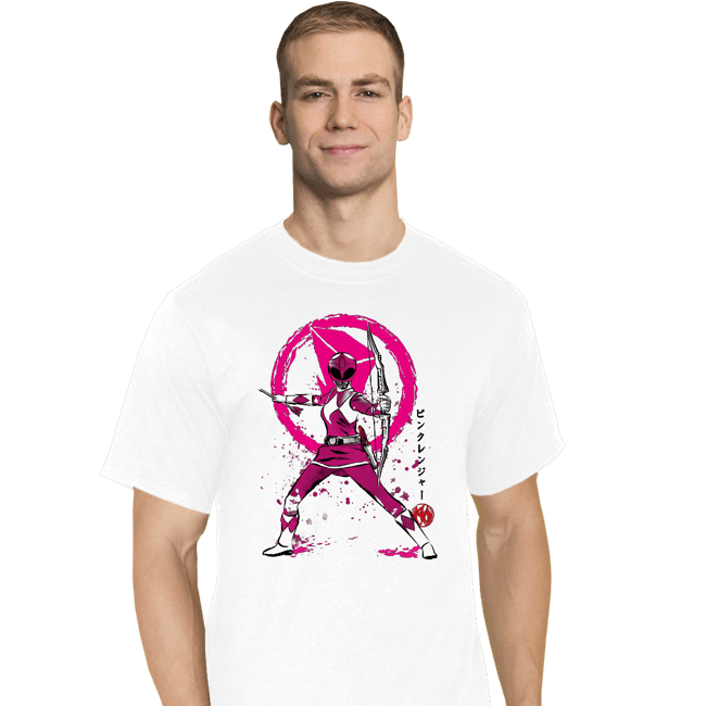 Shirts T-Shirts, Tall / Large / White Pink Ranger Sumi-e