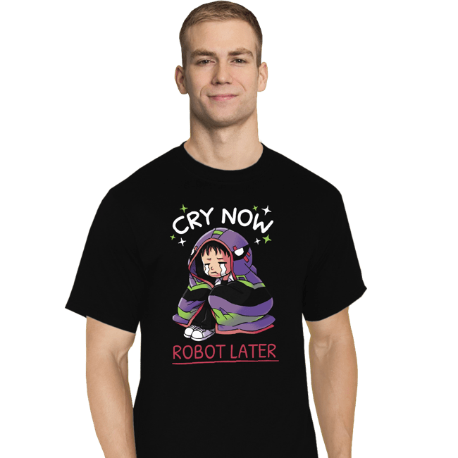 Daily_Deal_Shirts T-Shirts, Tall / Large / Black Cry Now Robot Later