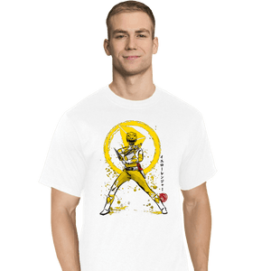 Shirts T-Shirts, Tall / Large / White Yellow Ranger Sumi-e