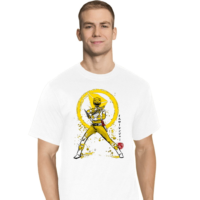 Shirts T-Shirts, Tall / Large / White Yellow Ranger Sumi-e