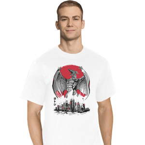 Shirts T-Shirts, Tall / Large / White Fire Pteranodon Attack Sumi-e