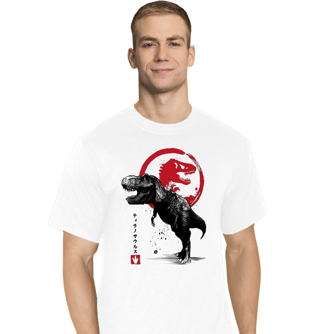 Shirts T-Shirts, Tall / Large / White Tyrannosaurus sumi-e halftones