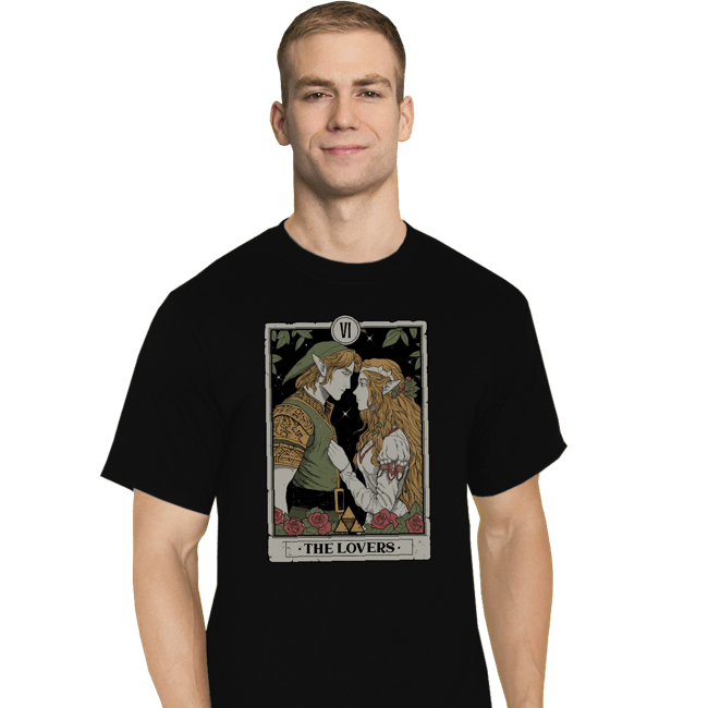 Daily_Deal_Shirts T-Shirts, Tall / Large / Black The Lovers Vintage Tarot