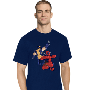 Secret_Shirts T-Shirts, Tall / Large / Navy Wolverine & Deadpool
