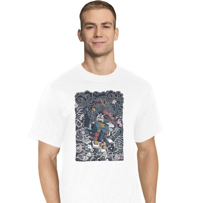 Daily_Deal_Shirts T-Shirts, Tall / Large / White Gundam Blue Dragon