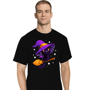 Secret_Shirts T-Shirts, Tall / Large / Black Witch Cat