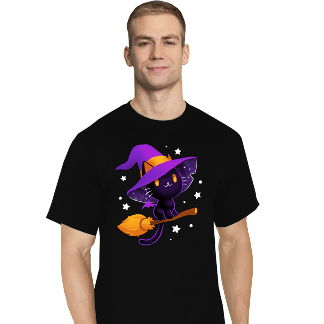 Secret_Shirts T-Shirts, Tall / Large / Black Witch Cat