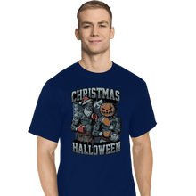 Load image into Gallery viewer, Secret_Shirts T-Shirts, Tall / Large / Navy Christmas VS Halloween
