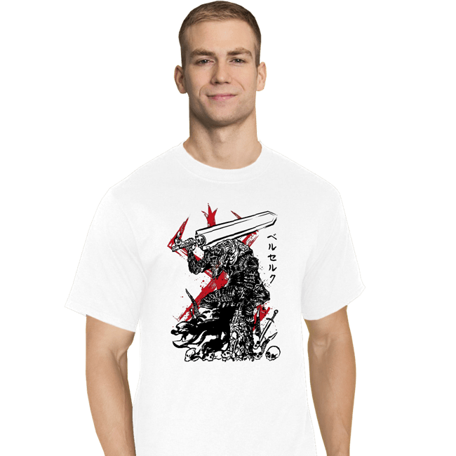 Daily_Deal_Shirts T-Shirts, Tall / Large / White Lone Swordsman sumi-e