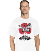 Load image into Gallery viewer, Shirts T-Shirts, Tall / Large / White Giant Moth Attack Sumi-e

