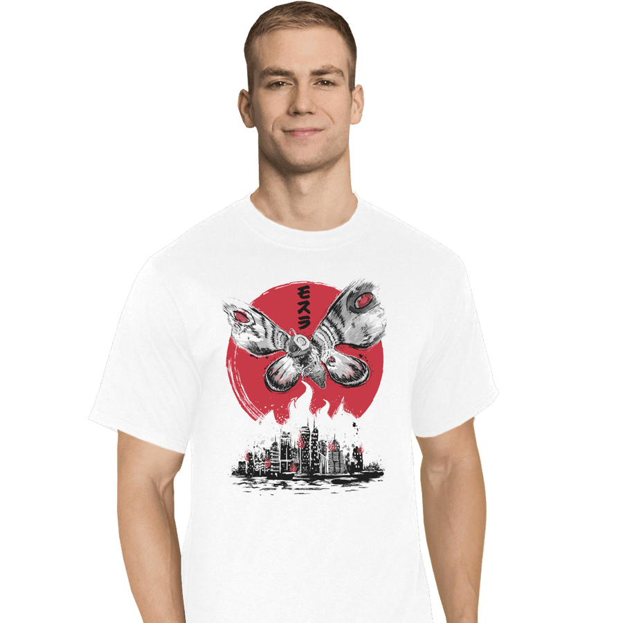 Shirts T-Shirts, Tall / Large / White Giant Moth Attack Sumi-e