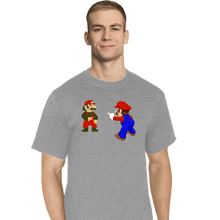 Load image into Gallery viewer, Shirts T-Shirts, Tall / Large / Sports Grey Mario Spider-Meme
