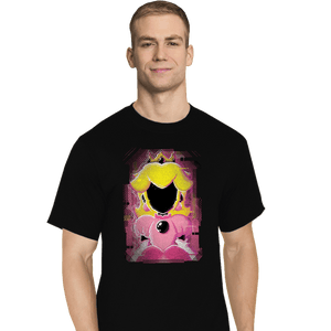 Shirts T-Shirts, Tall / Large / Black Peach Glitch