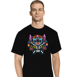 Daily_Deal_Shirts T-Shirts, Tall / Large / Black Stiched Calavera