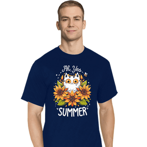 Daily_Deal_Shirts T-Shirts, Tall / Large / Navy Summer Kitten Sniffles