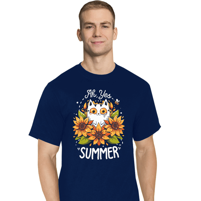Daily_Deal_Shirts T-Shirts, Tall / Large / Navy Summer Kitten Sniffles