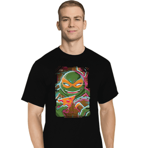 Daily_Deal_Shirts T-Shirts, Tall / Large / Black Glitch Michelangelo