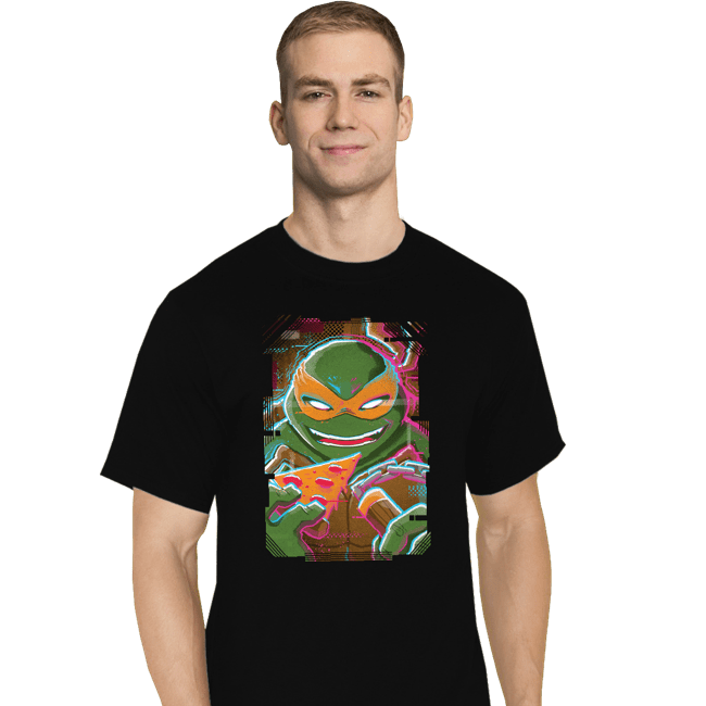 Daily_Deal_Shirts T-Shirts, Tall / Large / Black Glitch Michelangelo