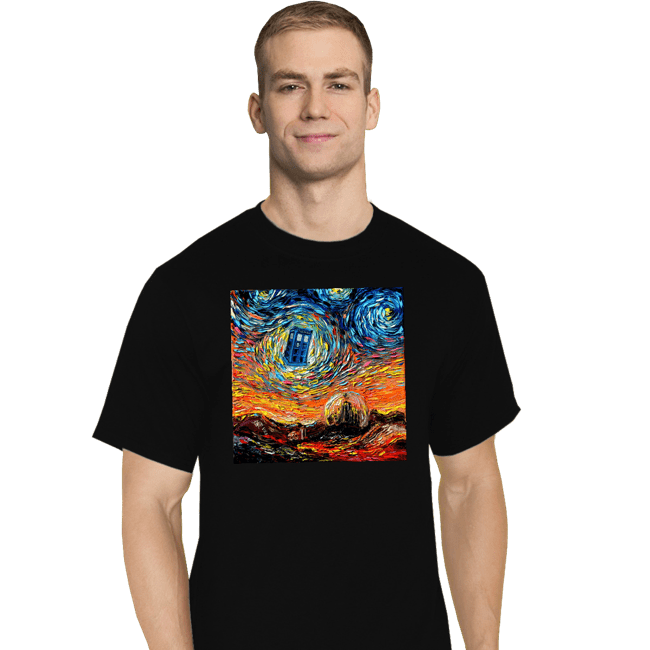 Shirts T-Shirts, Tall / Large / Black Van Gogh Never Saw Gallifrey