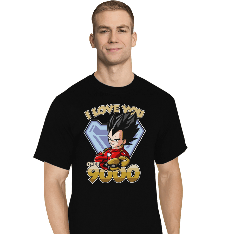 Shirts T-Shirts, Tall / Large / Black I Love You Over 9000