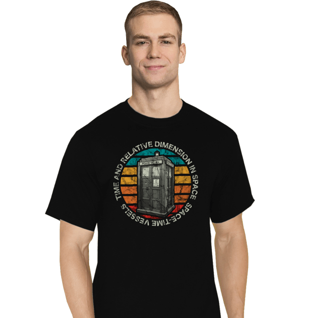 Shirts T-Shirts, Tall / Large / Black Retro Tardis Sun