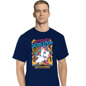 Secret_Shirts T-Shirts, Tall / Large / Navy Unicorn Rainbows Destruction