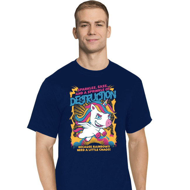 Secret_Shirts T-Shirts, Tall / Large / Navy Unicorn Rainbows Destruction