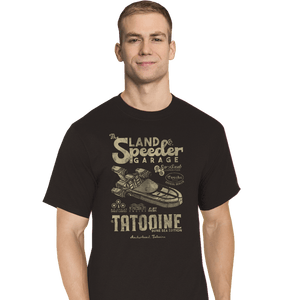 Daily_Deal_Shirts T-Shirts, Tall / Large / Black Land Speeder Garage