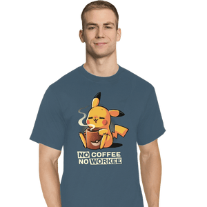 Secret_Shirts T-Shirts, Tall / Large / Indigo Blue No Coffee Pikachu