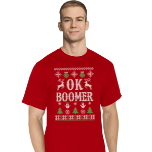Shirts T-Shirts, Tall / Large / Red OK Boomer Ugly Christmas Sweater