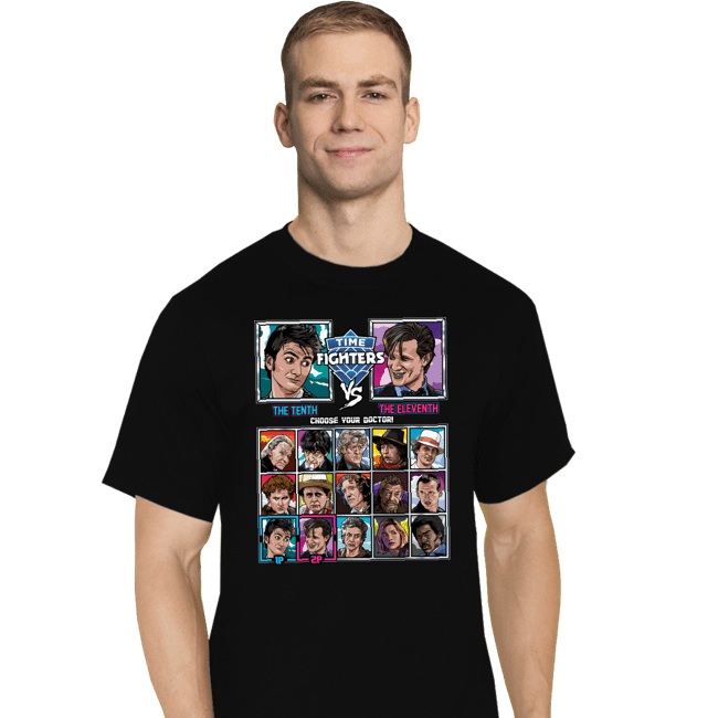 Daily_Deal_Shirts T-Shirts, Tall / Large / Black Time Fighters 10th vs 11th