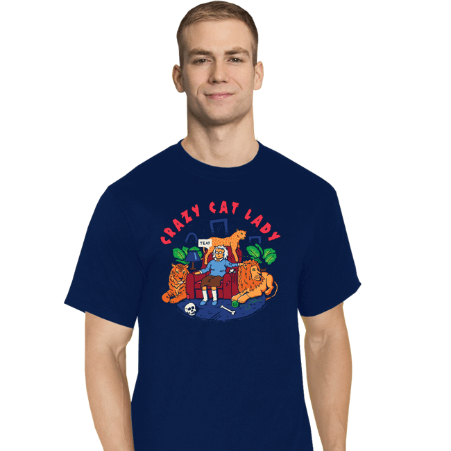 Secret_Shirts T-Shirts, Tall / Large / Navy Crazy Cat Lady
