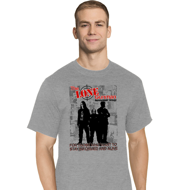Daily_Deal_Shirts T-Shirts, Tall / Large / Sports Grey The Lone Gunman Newspaper Group