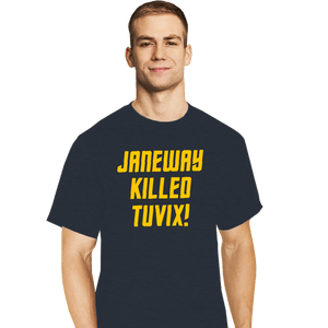 Daily_Deal_Shirts T-Shirts, Tall / Large / Dark Heather Janeway Killed Tuvix!