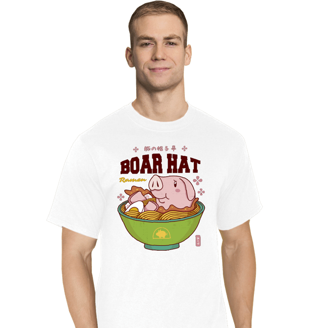 Shirts T-Shirts, Tall / Large / White Boar Hat Ramen