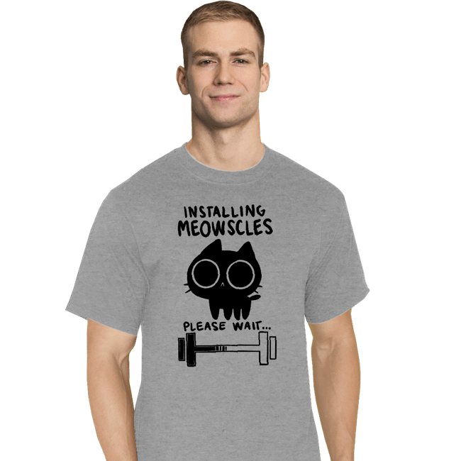 Secret_Shirts T-Shirts, Tall / Large / Sports Grey Installing Meowscles