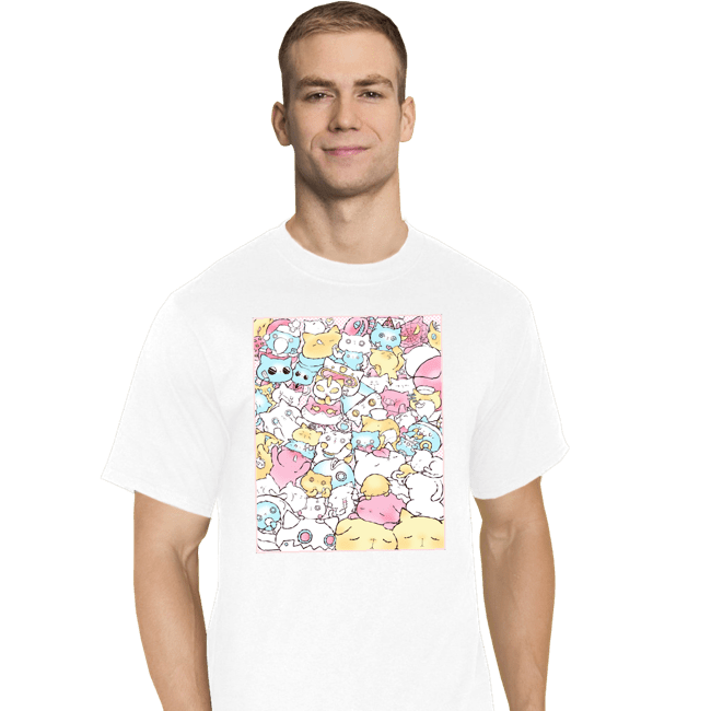 Daily_Deal_Shirts T-Shirts, Tall / Large / White Pastel Cats