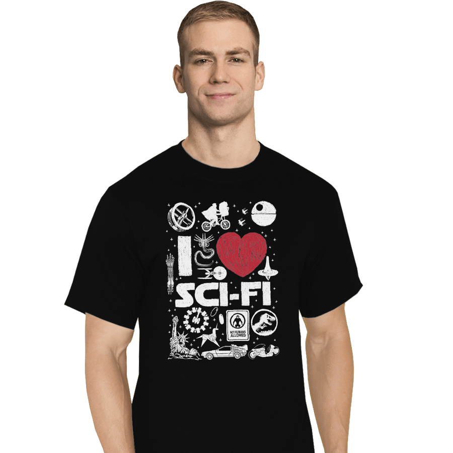 Shirts T-Shirts, Tall / Large / Black I Love Sci-Fi