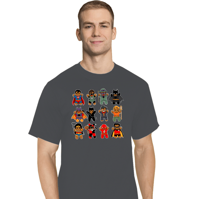 Daily_Deal_Shirts T-Shirts, Tall / Large / Charcoal Gingerbread Heroes and Villains