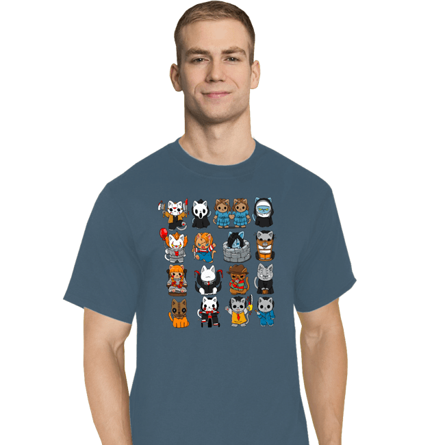 Secret_Shirts T-Shirts, Tall / Large / Indigo Blue Horror Kitties