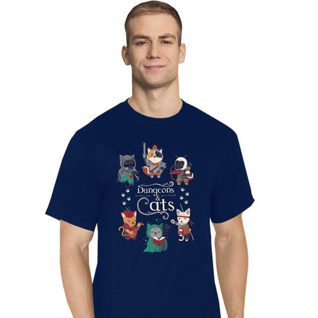 Secret_Shirts T-Shirts, Tall / Large / Navy Dungeon Cats 2nd Edition