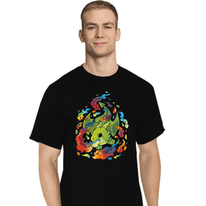 Shirts T-Shirts, Tall / Large / Black Rainbow Dragon