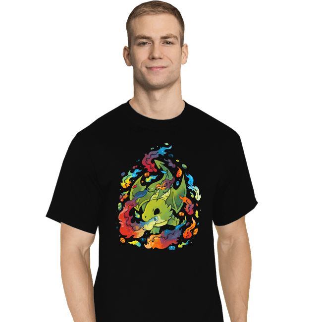 Shirts T-Shirts, Tall / Large / Black Rainbow Dragon